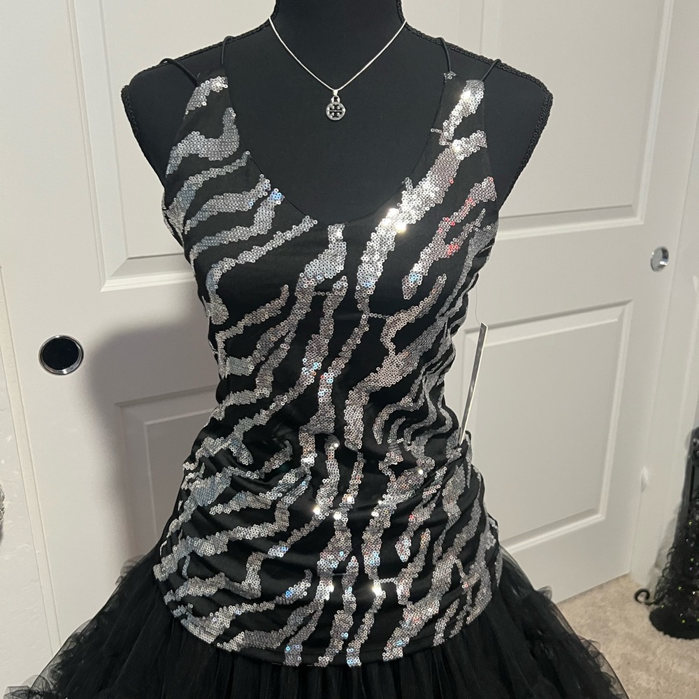 Another Reason Black and Silver Sequin Tank Top Medium